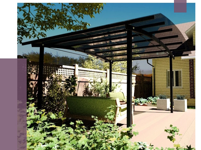 Навесы для террасы в Выборге от 13032 руб. под ключ | ПРОЛЁТ-Вбр